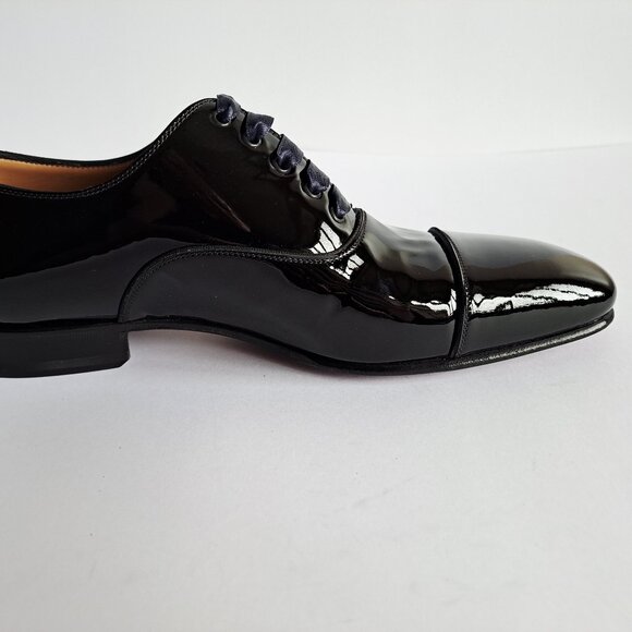 NEW Di Bianco Mens Black Oxfords & Lace Ups Patent Leather Shiny Shoes Size 9 main image 11